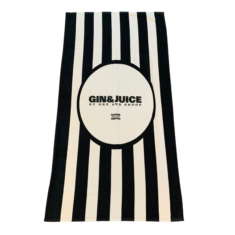 Gin Juice Beach Towel Dre Snoop Black White Striped Terry Cloth Pool Party Gift